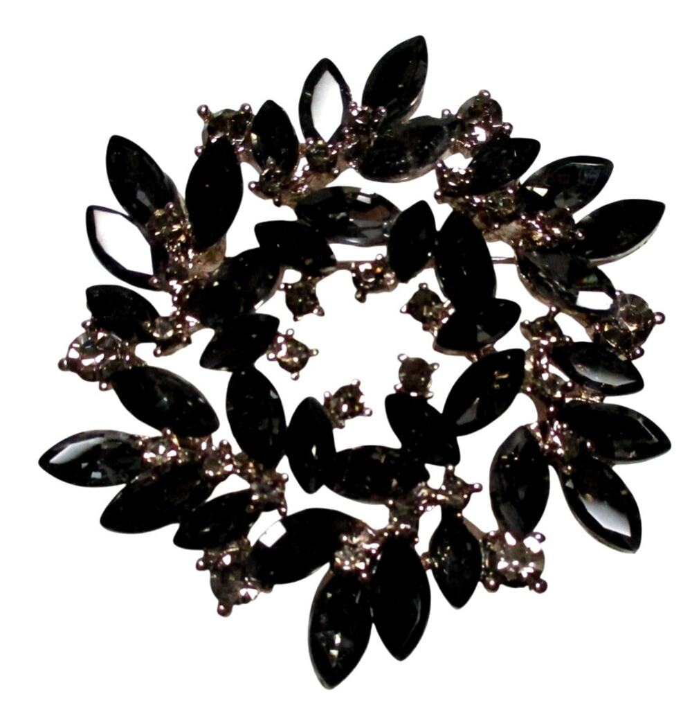 Vintage Inspired Smokey Rhinestone Gold Tone Fashion Brooch Pin NWOT